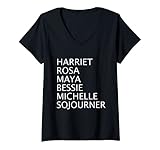 Damen Harriet Rosa Maya Bessie Michelle Sojourner Schwarze Geschichte T-Shirt mit V