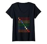 Damen Jonglieren Hobby Jongleur Zirkus-Clown Artist Entertainment T-Shirt mit V