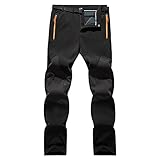 BOTCAM Herren Funktionshose Atmungsaktive Wanderhose Winter Warm Fleece Gefüttert Skihose Arbeitshose Winddicht Wasserdicht Softshellhose Verdickte Thermofutter Outdoorhose Trekkinghose mit Gü
