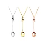 ZBOMR 3 PCS Löffel Halskette Vintage Crown Mini Teelöffel Halskette Anhänger Löffel Kette Royal Ibiza Löffel Halskette Charm Set Für Mädchen Frauen Roségold, Silber, Gold (3 PCS)