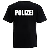 Shirt-Panda Herren Polizei T-Shirt - Druck Beidseitig Brust & Rücken Reflex - Polizist Shirt - 100% Baumwolle - Police Tshirt - Reflektierend - Dienstkleidung - Polizeikostü