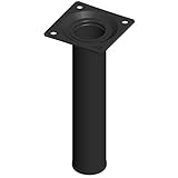 Element System 4 Stück Stahlrohrfüße rund, Tischbeine, Möbelfüße inklusive Anschraubplatte, Länge 15 cm, Durchmesser 30 mm, 4 Farben, 11 Abmessungen, schwarz, 11100-00012