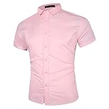 Hemd Herren Sommer Regular Fit Einfarbig Kurzarm Shirt Herren Hochzeit Gastgeber Business Work Party All-Match Hemd Herren Mode Lässig Kent Kragen Hemd H