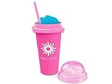 Slushy Maker Chillfactor Magic Freez | Slush Ice Becher mit Strohhalmlöffel | Eisbecher Glas Alternative für Eis selber machen | Slush Ice Maker Himbere (Himbeere)