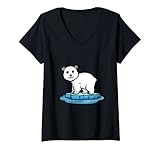 Damen Eisbär Polar Kinder Polarbär Weihnachten Arktis Nordpol T-Shirt mit V