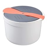 shandianniao Mikrowellen-Reiskocher, 2L multifunktionaler Reiskocher-Dampfgarer, mit Siebdeckel und Griffdampftopf für das Kochen in der Küche zu Hause (Color : B)
