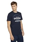 TOM TAILOR Herren Print T-Shirt, Blau (10668 - Sky Captain Blue), XXL