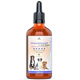 Mahu Natur 100 ml Schwarzkümmelöl für Hunde + 10% Kokosöl - Kaltgepresst und ungefiltert - Glasflasche mit Glaspip