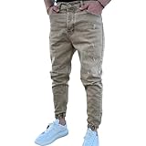 Capabes Einfache, einfarbige, schmale, dünne Jeans für Herren, modisch, bequem, lässig, All-Match-Denim-Hose im europäischen und amerikanischen Stil XXL
