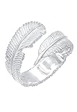 Elli Ring Damen Wickelring mit Feder Look in 925 Sterling Silb