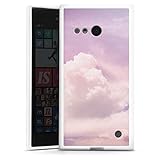 DeinDesign Silikon Hülle kompatibel mit Nokia Lumia 735 Case weiß Handyhülle Wolken pink N