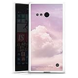 DeinDesign Silikon Hülle kompatibel mit Nokia Lumia 735 Case weiß Handyhülle Wolken pink N