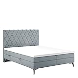 Doppelbett mit Milo-Box, Kontinentalbett, Boxspringbett, 140/160/180 cm, Bett mit Stauraum (180 x 200 cm, grau)