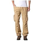 Komiseup Herren Große Größe Cargohose aus Baumwolle mit 6 Taschen Lange Regular Fit Cargo Hose Baumwollhose Freizeithose Wanderhose Trekkinghose Outdoorhose für M