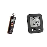 TFA Dostmann Humidcheck Contact, Materialfeuchtemessgerät, 30.5503, ideal für die Baustelle & Moxx digitales Thermo-Hygrometer, 30.5026.01, Überwachung der Luftfeuchtigkeit, 1er Pack, schw