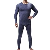 ZSQAW. Thermounterwäsche Schlanke Elastizität Kompressionsunterwäsche Thermowäsche Lange Unterhosen Winter Herrenunterwäsche (Color : Navy Blue, Size : XL code)