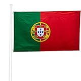 KliKIl Portugal flagge 90x150cm - Portugiesisch Flagge Fahnen Fanartikel Wetterfeste Portugiesisch Nationalflagge mit Messingösen leuchtenden Farben und UV-beständig für den Außenbereich Portug