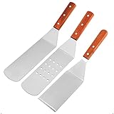 Irtyif 3 Stück Grillspachtel Set, Rostfreier Stahl Grillspachtel Grillbesteck Set, Teppanyaki Spachtel für Teppanyaki, BBQ