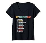 Damen My Perfect Day Lustiges Zeichnen T-Shirt mit V