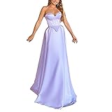 yhfshop Damen Festliche Kleider Maxi Hochzeit,Satin Lavendel Ballkleid Lange Schatzkleider,Lavender Purple,EU42,Damen Abendkleider Lang