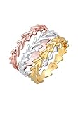 Elli Ring Damen Stapelring Tricolor 3er Set in 925 Sterling Silb