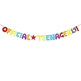 Official Teenager Girlande Banner 13. Geburtstag Deko Girlande Teenager Geburtstagsbanner 13 Happy Birthday Hängende Deko für 13. Geburtstag Mädchen Junge Teenager Geburtstag