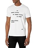 Armani Exchange A|X Herren Short Sleeve Flocking Logo T-Shirt, Weiß, Groß