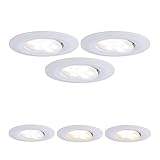 Paulmann 99935 LED Einbauleuchte Calla rund 3er Set incl 3x5,5W IP65 Einbaustrahler Weiß matt Schranklicht Kunststoff Einbaulampe 3000