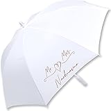 iX-brella XXL Stockschirm Fiberglas Golf Automatik Weiß Mr. & Mrs. filigranes Herz personalisiert mit N