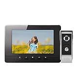 ZZKDBS Video-Türklingel-Intercom-System 7-Zoll-1000 TVL-Video-Türsprecheintrag Panel-Tages-Nachtsicht Für Haussicherheit (Color : Black)