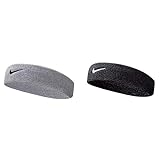 Nike Unisex Erwachsene Swoosh Headband/Stirnband, Grau (Grey Heather/Black), Einheitsgröße & Unisex Erwachsene Swoosh Headband/Stirnband, Schwarz (Black/White), Einheitsgröß