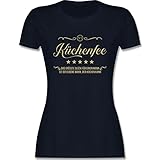 Küche - N°1 Küchenfee - Größte Glück für einen Mann ist der eigene Mann - XXL - Navy Blau - Rundhals - L191 - Tailliertes Tshirt für Damen und Frauen T-S