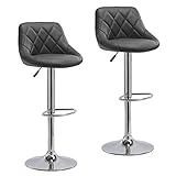 Wolmics Barhocker 2er Set Höhenverstellbar und Drehbarer, Barhocker mit lehne Kunstleder Barstuhl mit Gestell aus verchromtem Stahl,G