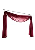 Yaland Voile Transparenter Freihandbogen einfarbig Uni Querbehang Wohnzimmer Gardinenschals (BxH 140x500, winerot) 1 Stück