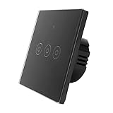 OMMO LEBEINDR Smart Light Switch 2.4ghz WiFi Touch Wall Light Switch Rf433 Fernbedienung Wandschalter Mit Timer-Funktion, Neutraldraht Erforderlich, 3 Gang Schw