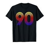 Number 90 Retro Disco Rainbow 90th Birthday T-S