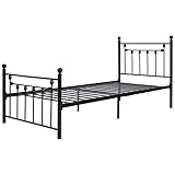 AIMIMO Metallbett 140 x 200 cm Schwarz Bettgestell aus Metall Leichte Montage Bett für Schlafzimmer der Kinder Jugendliche und Erwachsene Schw