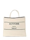 Twinset borsa Tote con strass e logo da donna bianco,211TD8280