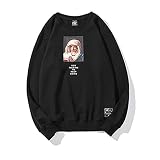 JiaFang Herbst Madonna Print Baumwolle Herren Harajuku Pullover Langarm Casual Paar Top T-Shirt Moletom Masculino-Schwarz,XXL