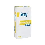 Knauf Fugenfüller leicht zum Verspachteln von Gipsplatten mit HRK/HRAK, mit Fugen-Deckstreifen, 5 kg – Gips-Spachtel, sehr ergiebige Füllspachtel-M