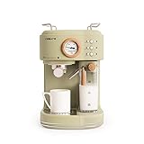 CREATE Thera Matt Pro Kaffeemaschine, halbautomatisch, 20 bar Druck, Espresso, Latte oder Cappuccino, abnehmbarer Wassertank 1,5 l, Milch- und Wassertank, 1.250 W (Grün)