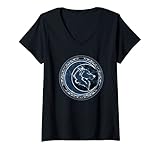 Damen Keltischer Wolf und Mond T-Shirt mit V