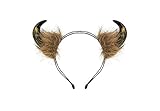 shoperama Haarreifen mit Hörnern und Kunstfell Wikinger Dämon Faun Widder Cosplay Fantasy Kostüm-Zubehö