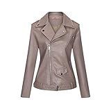 GFGHH Damen Kunstlederjacke Jacke Tailliert Taille Biker Style Motorradjacke Bikerjacke Übergangsjacke Ladies Oberbekleidung Frauen PU Lederjacke Leather Jacket Fashion Retro Winddicht Warm Verdick