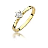 Damen Solitär Versprechen Ring Verlobungsring Antragsring 585 14k Gold Gelbgold natürlicher echt Diamant B