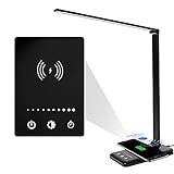 Schreibtischlampe LED, Schreibtischlampe Kabelloses Laden, 6 Helligkeitsmodi, Tippen Zum Anfassen Desk Lamp Metall Leuchtstofflampe 10W, USB an Smartphone Angeschlossen Zum Lernen und Arbeiten im R