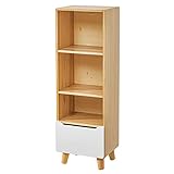 Baroni Home Regal, Bücherregal, Bücherregal mit Schublade, Badezimmerschrank, Eingang, Wohnzimmer, Küche, Mehrzweckschrank, mit 3 Ablagen aus Holz und einer Schublade in Weiß, Maße 30 x 38 x 85