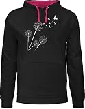 Shirtracer Sprüche Statement mit Spruch - Pusteblume Vögel - M - Schwarz/Fuchsia - Fun Hoodie Pusteblume - JH003 - Hoodie zweifarbig und Kapuzenpullover für Herren und D
