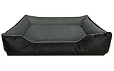 BedDog® Hundebett LUPI, Hundesofa aus Cordura, Microfaser-Velours, waschbares Hundebett mit Rand, Hundekissen Vier-eckig, für drinnen, draußen, XXL, The-Rock, schwarz-g