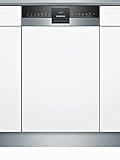 Siemens SR55YS05ME iQ500 Smarter Geschirrspüler Teilintegriert, 45 cm breit, Besteckschublade, Zeolith Trocknen, varioSpeed Plus on demand der Spül-Turbo, intensivZone mit starkem Sprühdruck Schw